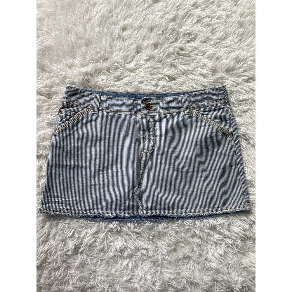 American Eagle Denim Striped Mini Skirt Vintage Y2K